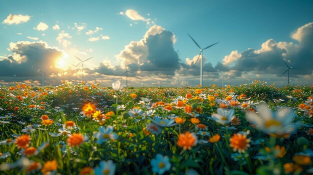 Koncepcja ekologiczna elektrownie wiatrowe alternatywna energia elektryczna przyjazna dla środowiska
