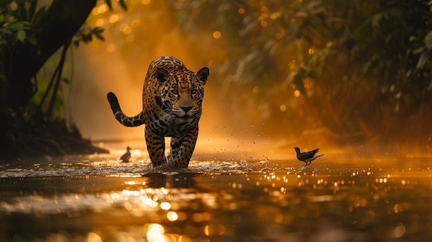Koncepcja fotografii dzikiej przyrody zdjęcie jaguara