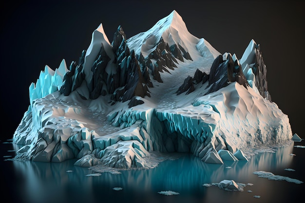Koncepcja globalnego ocieplenia i zmiany klimatu Ilustracja przedstawiająca topniejące lodowce i góry lodowe Generacyjna sztuczna inteligencja