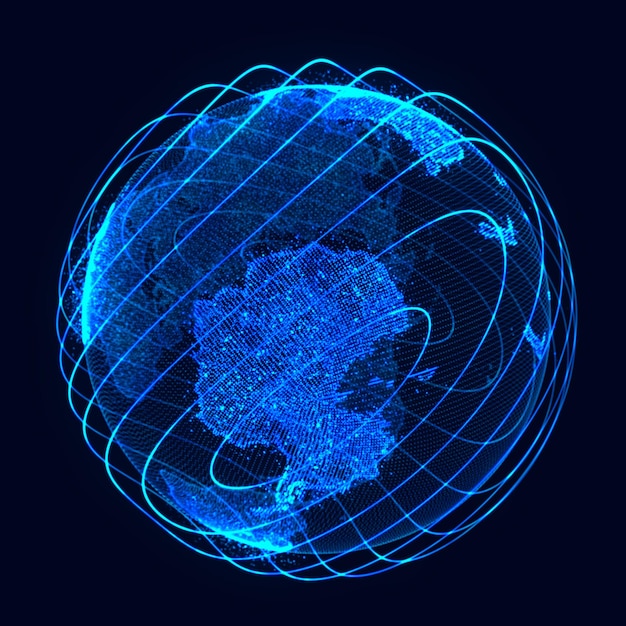 Zdjęcie koncepcja globalnej sieci punkt mapy światowej globalna sieć planeta ziemia rendering 3d