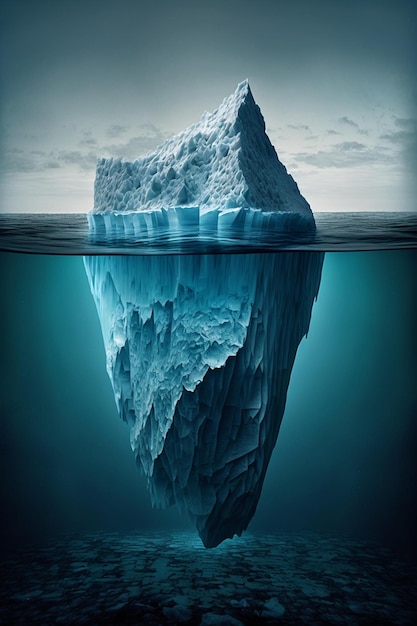 Zdjęcie koncepcja góry lodowej, której tylko czubek widoczny jest nad wodą generacyjna sztuczna inteligencja