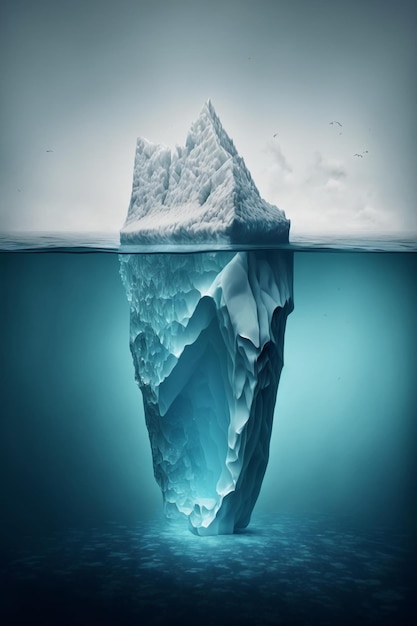Koncepcja góry lodowej, której tylko czubek widoczny jest nad wodą Generacyjna sztuczna inteligencja