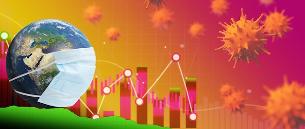 Koncepcja Gospodarki światowej I Koronawirusa. Wpływ Koronawirusa Na świat. Ilustracja 3d