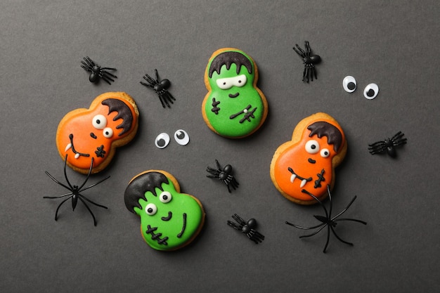Koncepcja Halloween słodycze śmieszne słodycze widok z góry