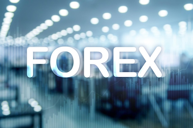 Koncepcja handlu i inwestycji na rynku Forex na rozmytym tle z podwójną ekspozycją