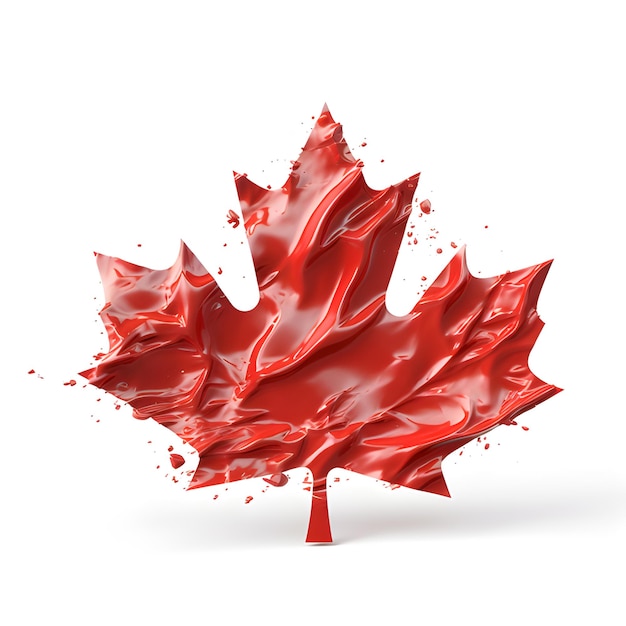 Koncepcja Happy Canada Day Czerwony Liść Klonu 3d Na Białym Tle