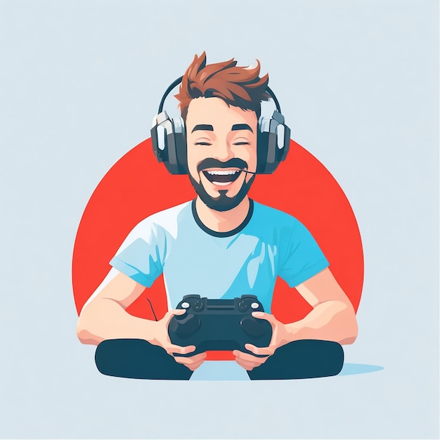 koncepcja happy man gaming ilustracja wektorowa