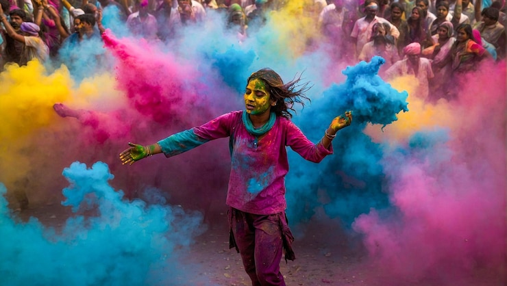 Zdjęcie koncepcja indyjskiego festiwalu kolorów holi