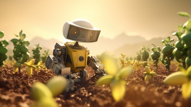 Koncepcja inteligentnych rolników-robotów Rolnicy-roboty Futurystyczne technologie przyszłości Generative AI