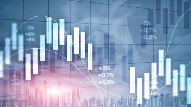 Koncepcja inwestycji finansowych Wykres handlu na giełdzie i wykres świecowy