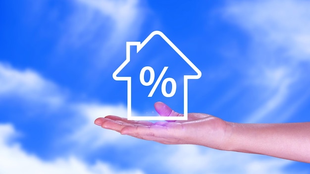 Koncepcja inwestycji w nieruchomości Zarządzanie aktywami Stopy procentowe inflacja Pożyczki hipoteczne Zwiększenie podatku Ikona domu z procentem