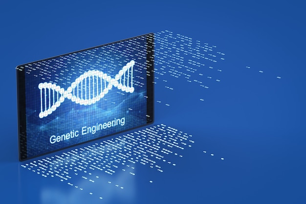 Koncepcja inżynierii genetycznej z cyfrowym wyświetlaczem dna helix