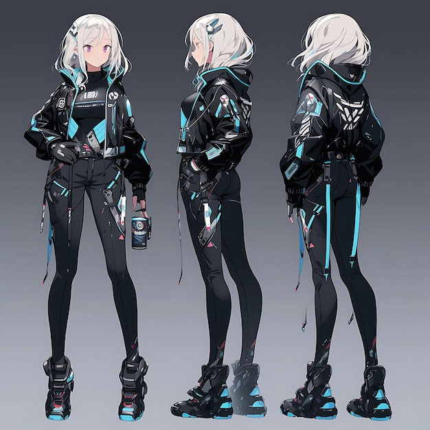 Koncepcja kobiety 14 16 lat futurystyczny wysokiej technologii mundur elegancki Ju Character Design Game Asset