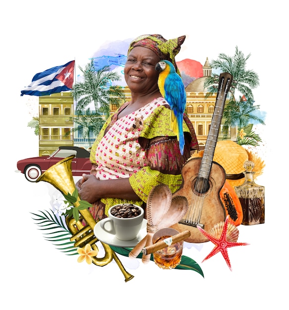 Zdjęcie koncepcja kolażu kubańskiego