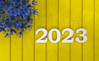 Zdjęcie koncepcja kreatywnego projektowania nowego roku 2023 - renderowany obraz 3d