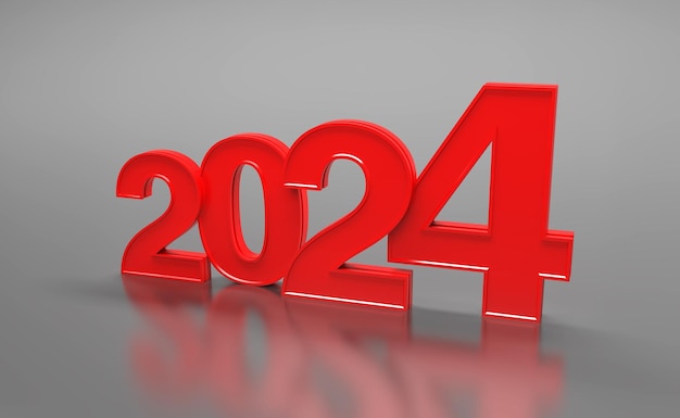 Koncepcja kreatywnego projektu nowego roku 2024 renderowany obraz 3D