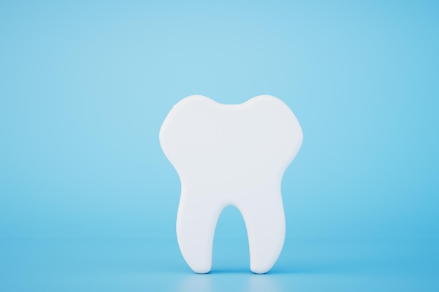 Koncepcja leczenia stomatologicznego Sylwetka zęba na niebieskim tle kopiuj wklej renderowanie 3D