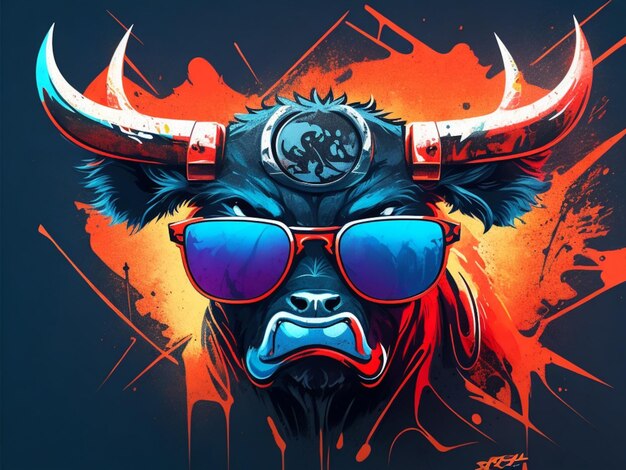 Zdjęcie koncepcja logo głowy byka, maskotka bizona, ilustracja ai generated
