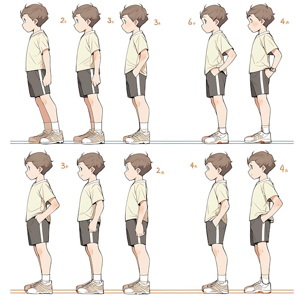 Zdjęcie koncepcja męskiego wysokiego wzrostu tenis stołowy styl mody ostry koncepcja ta character design 2d sheet