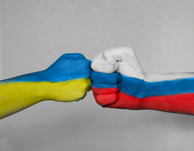 Zdjęcie koncepcja napiętych stosunków i wojny z ukrainą i rosją