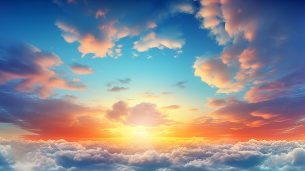 koncepcja naturalnego tła zachód słońca błękitne niebo i chmura