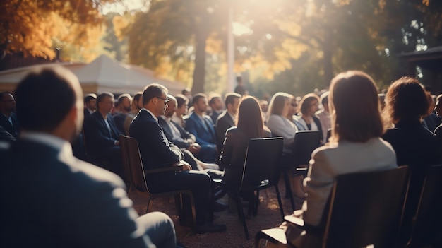 Zdjęcie koncepcja niewyraźnego odbiorcy spotkań biznesowych seminarium konferencyjne generative ai