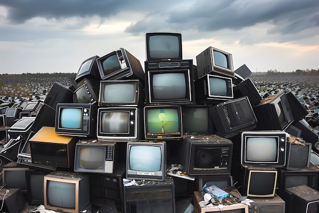 Koncepcja odpadów i recyklingu starych urządzeń elektronicznych, telewizorów