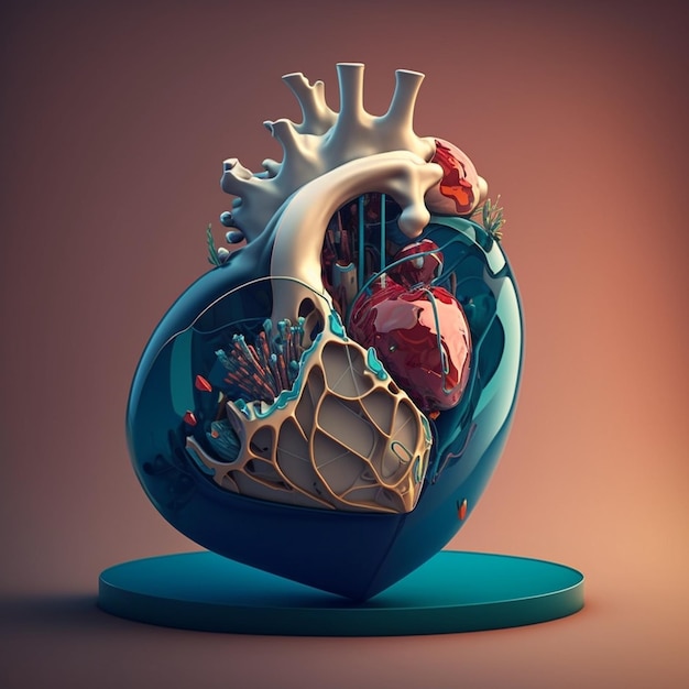 Koncepcja opieki nad sercem Streszczenie stylizowanej ilustracji Anatomia i fizjologia serca Sztuczny narząd Światowy dzień serca AI Generated