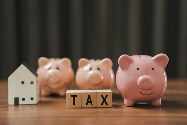 Koncepcja oszczędzania pieniędzy na opłacenie podatków Oszczędności na przyszłe płatności podatkowe