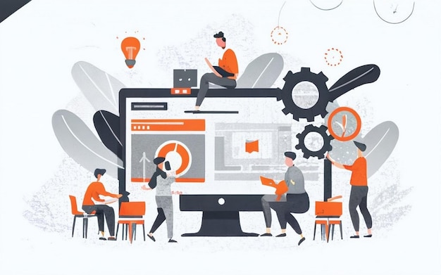 Koncepcja planowania zasobów przedsiębiorstwa ERP produktywność i poprawa przedsiębiorstwa Ilustracja strony internetowej