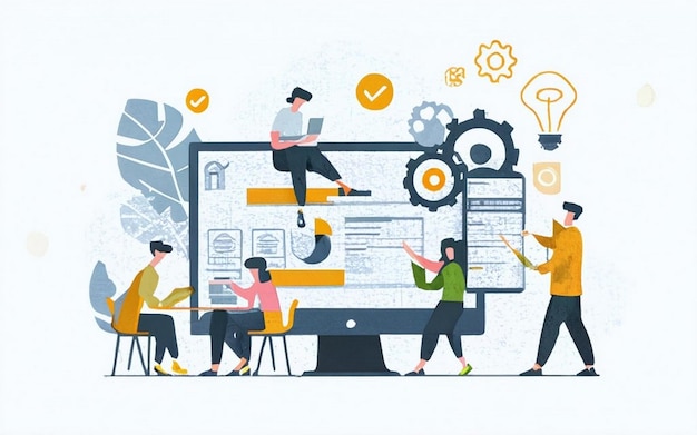 Koncepcja planowania zasobów przedsiębiorstwa ERP produktywność i poprawa przedsiębiorstwa Ilustracja strony internetowej