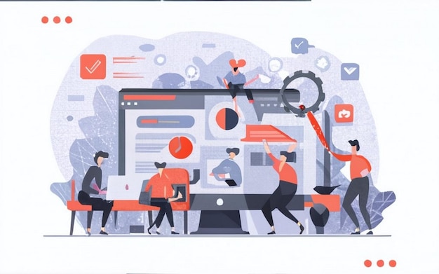 Koncepcja planowania zasobów przedsiębiorstwa ERP produktywność i poprawa przedsiębiorstwa Ilustracja strony internetowej