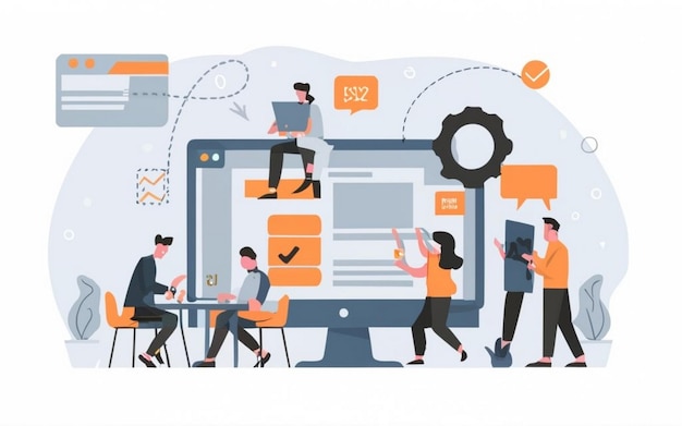 Koncepcja planowania zasobów przedsiębiorstwa ERP produktywność i poprawa przedsiębiorstwa Ilustracja strony internetowej