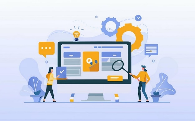 Koncepcja planowania zasobów przedsiębiorstwa ERP produktywność i poprawa przedsiębiorstwa Ilustracja strony internetowej