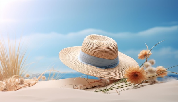 Koncepcja plaży i lata z kapeluszem