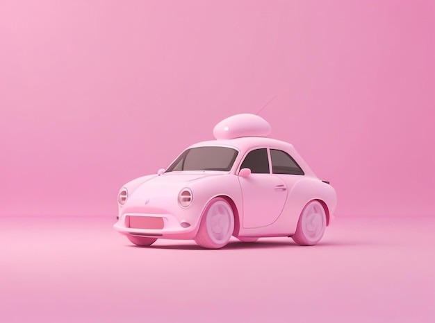 Zdjęcie koncepcja pływającej elegancji z nowoczesnym różowym samochodem