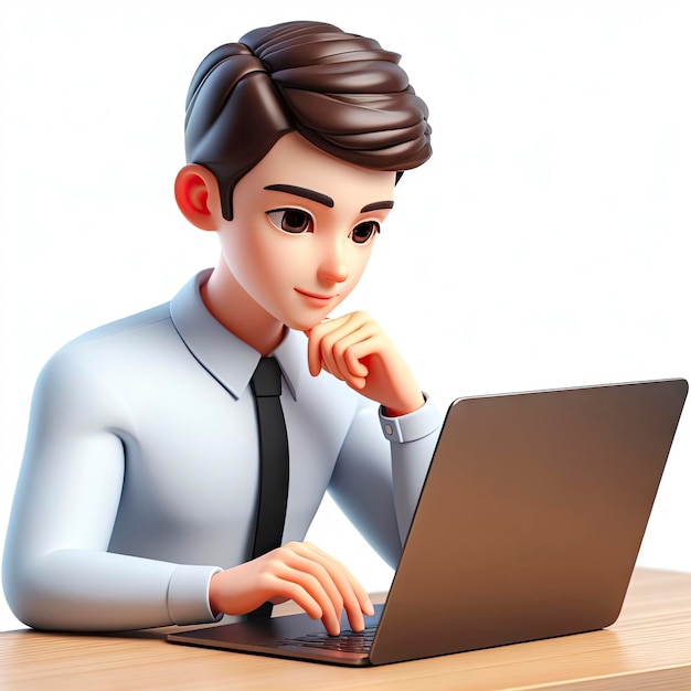 koncepcja pracy biurowej mężczyzna w garniturze pracujący na laptopie ai generatywnym