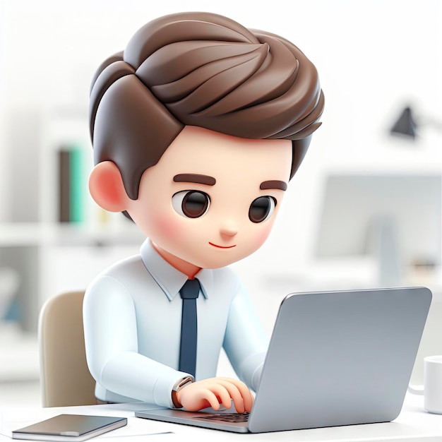 koncepcja pracy biurowej mężczyzna w garniturze pracujący na laptopie ai generatywnym