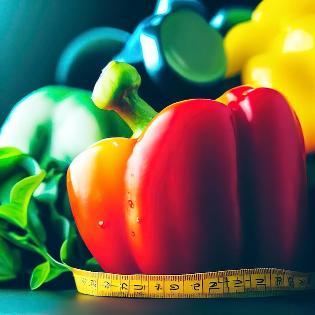 Koncepcja przydatności z warzywami Motyw fitness Pieprz Kolorowy pieprz