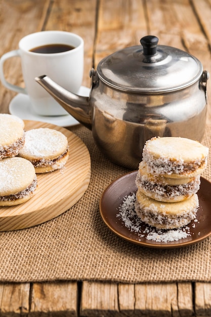 Zdjęcie koncepcja pyszne ciasteczka alfajores