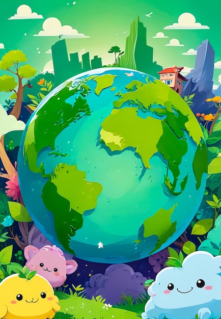 Zdjęcie koncepcja recyklingu ziemia planeta zielone strzały recykling tło dzień ziemi