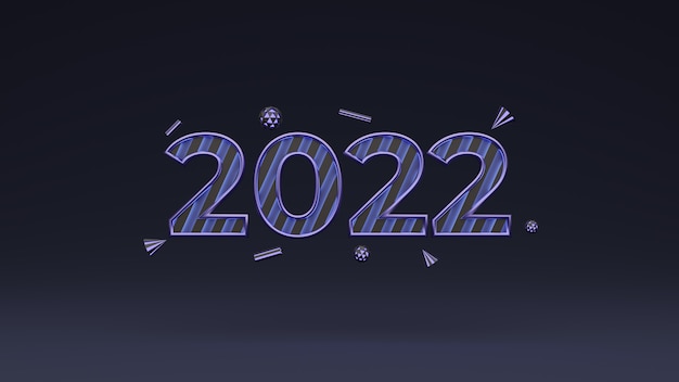 Koncepcja renderowania 3d z dużym numerem szczęśliwego nowego roku 2022