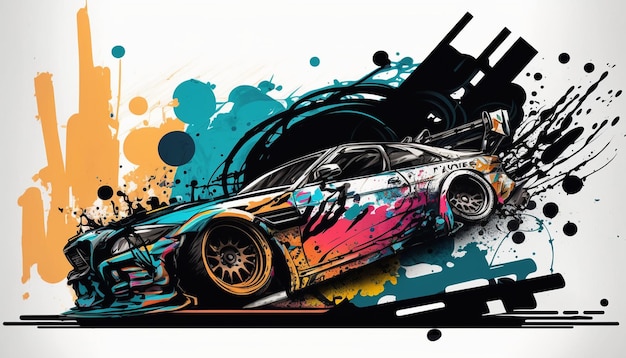 Koncepcja samochodu wyścigowego w sztuce graffiti
