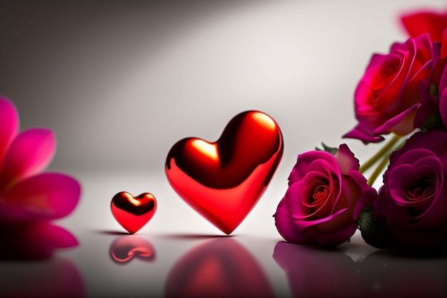 Koncepcja serca miłość Walentynki 14 lutego Renderowanie realistyczne