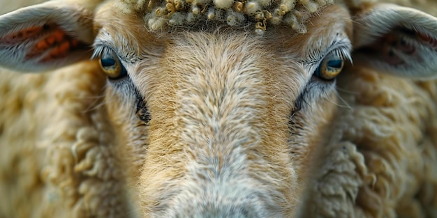 Koncepcja Sheep39s Face Eyes and Expression Koncepcja Owiec Fotografia zwierząt Szczegółowe zbliżenie Wyraz twarzy Fokus oczu