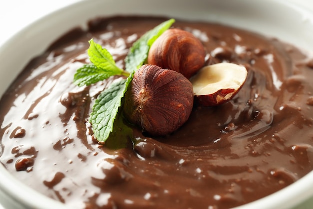 Koncepcja słodkiego jedzenia smaczny krem czekoladowy