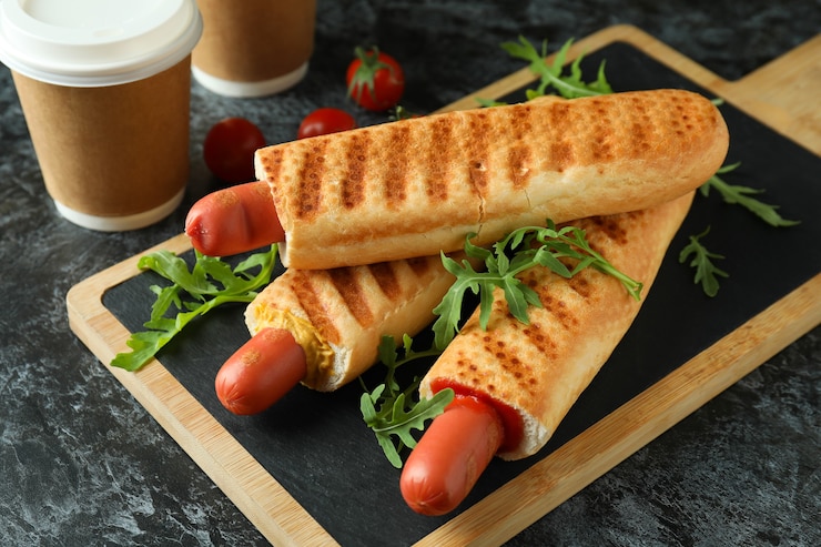 Zdjęcie koncepcja smacznego jedzenia z francuskim hot dogiem