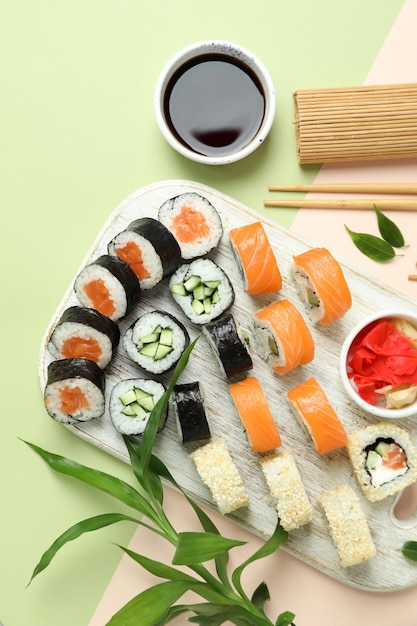 Koncepcja Smacznego Jedzenia Z Widokiem Z Góry Na Sushi