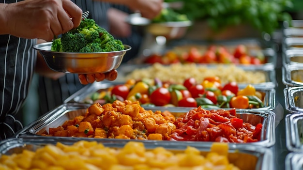 Koncepcja śniadaniowa w formie bufetu Czas śniadaniowy w luksusowym hotelu Brunch z rodziną w restauracji