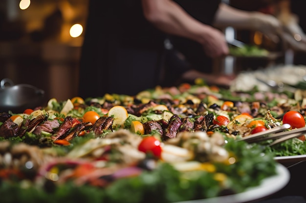 Koncepcja śniadaniowa w formie bufetu Czas śniadaniowy w luksusowym hotelu Brunch z rodziną w restauracji